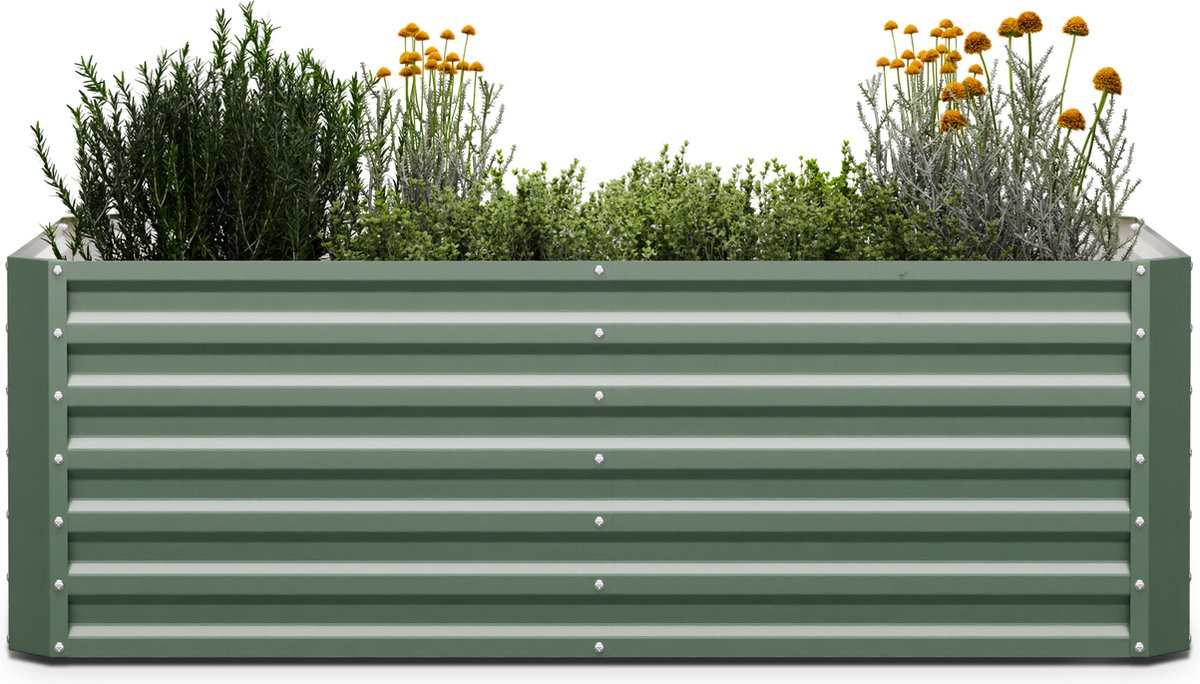 Blumfeldt High Grow Recht Verhoogd bed - Ergonomisch tuinbed van 1.000 liter van roestvrij staal Galvalume voor groenten en kruiden, 60 cm hoog, eenvoudige montage
