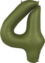 Folat - Folieballon Cijfer 4 Olive Green - 86 cm