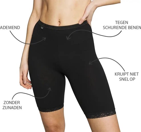 sloggi Basic+ Dames Short lange pijp - Zwart - Maat 44