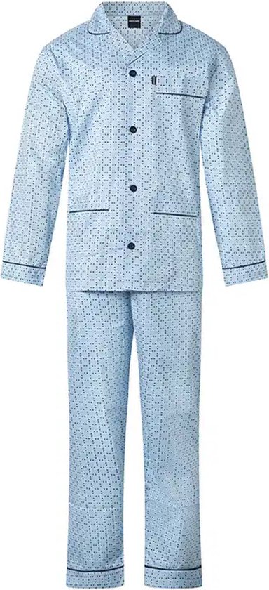 Katoenen heren pyjama met knoopsluiting Blauw Katoenen