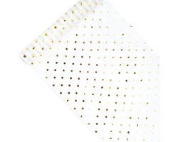 PartyDeco - Organza wit met dots goud (9 mtr)