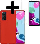 Hoesje Geschikt voor Xiaomi Redmi Note 11s Hoesje Siliconen Case Met Screenprotector - Hoes Geschikt voor Xiaomi Redmi Note 11s Hoes Siliconen - Rood