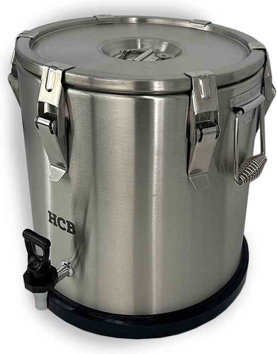 HCB® - Professionele Horeca Geïsoleerde container - aftapkraan - draagbaar - 20 liter - RVS - 36x36x37 cm (BxDxH)