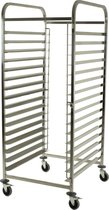 HCB® - Professionele Horeca Regaalwagen - 32 x 60/40cm - RVS / INOX Serveerwagen - Roestvrijstaal trolley - 68x82.5x170.5 cm (BxDxH) - 32 kg