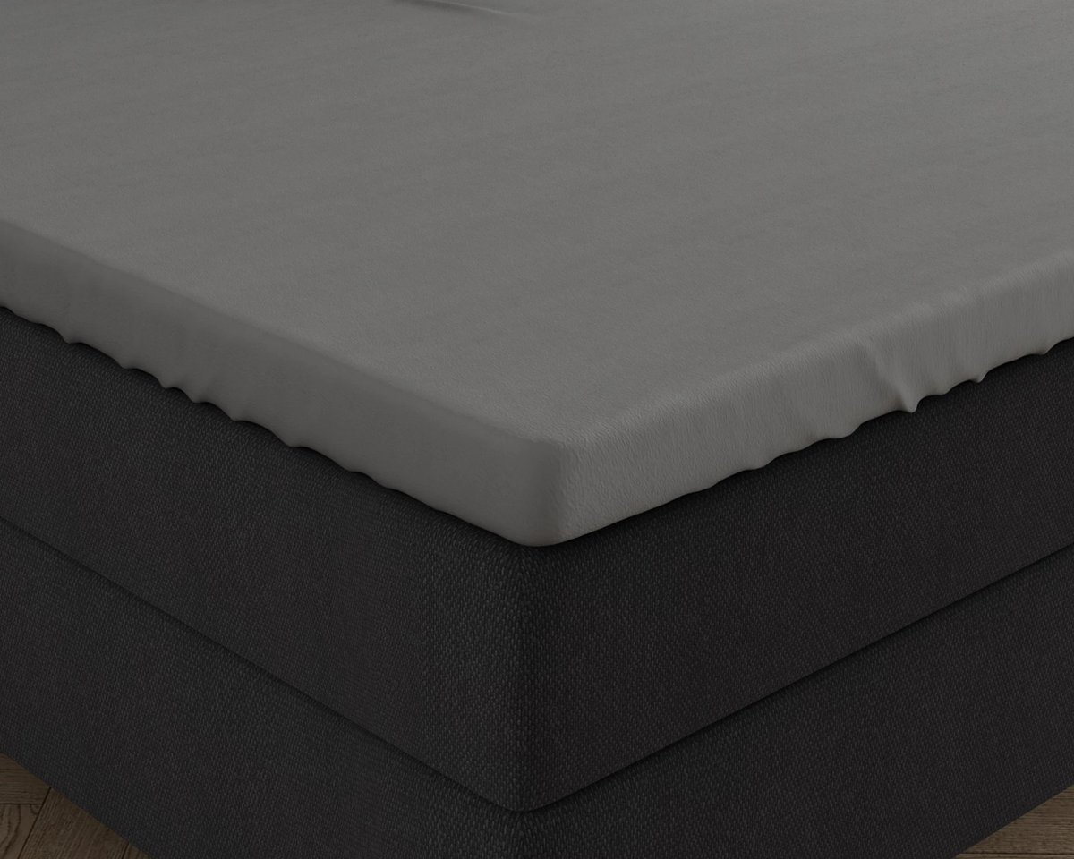 Luxe dubbel jersey geweven topper hoeslaken grijs - 190x200/210/220 (lits-jumeaux) - zware kwaliteit - superzacht - perfecte pasvorm - voor optimaal slaapcomfort