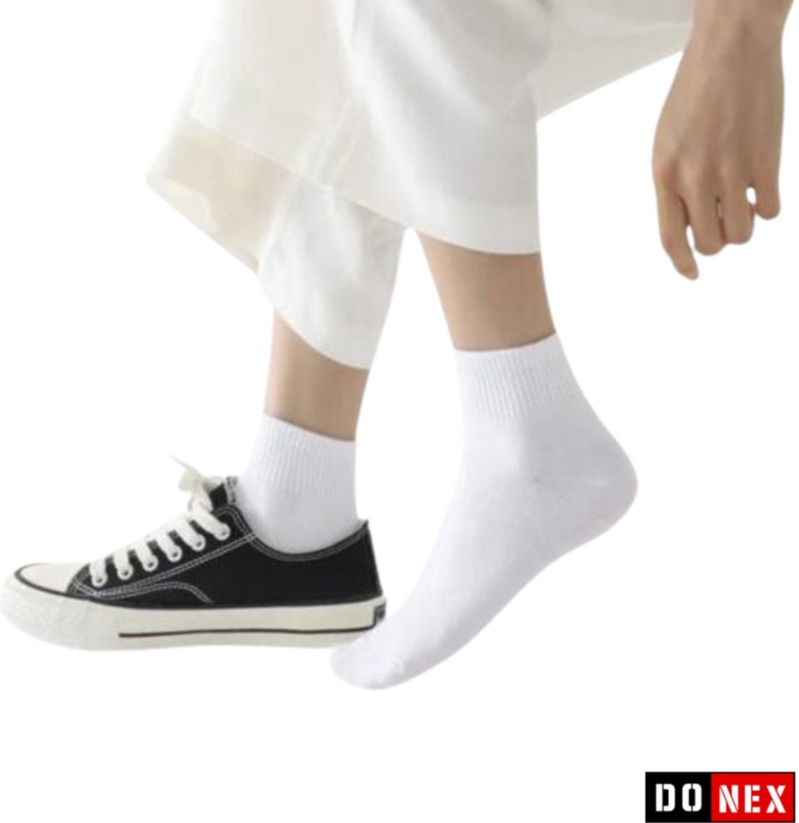 DONEX® quarter Sneakersokken – 6 Paar - Katoen - Wit - Maat 39-42