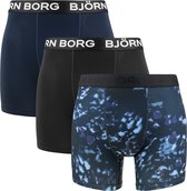 Bjorn Borg - Björn Borg Performance Boxershorts 3-Pack Blauw Zwart - Heren - Maat XL - Body-fit