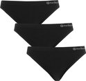 Drie zwarte Bamboo Basics slips op een rij.