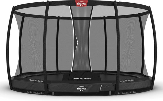 BERG Champion InGround Trampoline - 380 cm - Rond - Met AirFlow Pro - Twinspring - Inclusief Veiligheidsnet - Grijs