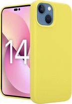 Coverzs telefoonhoesje geschikt voor iPhone 14 hoesje - Luxe Liquid Silicone case - optimale bescherming - siliconen hoesje - geel
