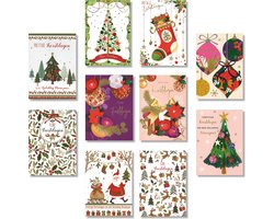 Cardeau - 50 dubbele Kerstkaarten en Nieuwjaarskaarten - Foliedruk - 5 doosjes - 10 motieven - 10,5 x 14,5 cm