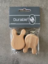 Durable - speenclip - speenkoord - clip voor speenkoord - clip - DIY - konijn/haas - 2 stuks - hout