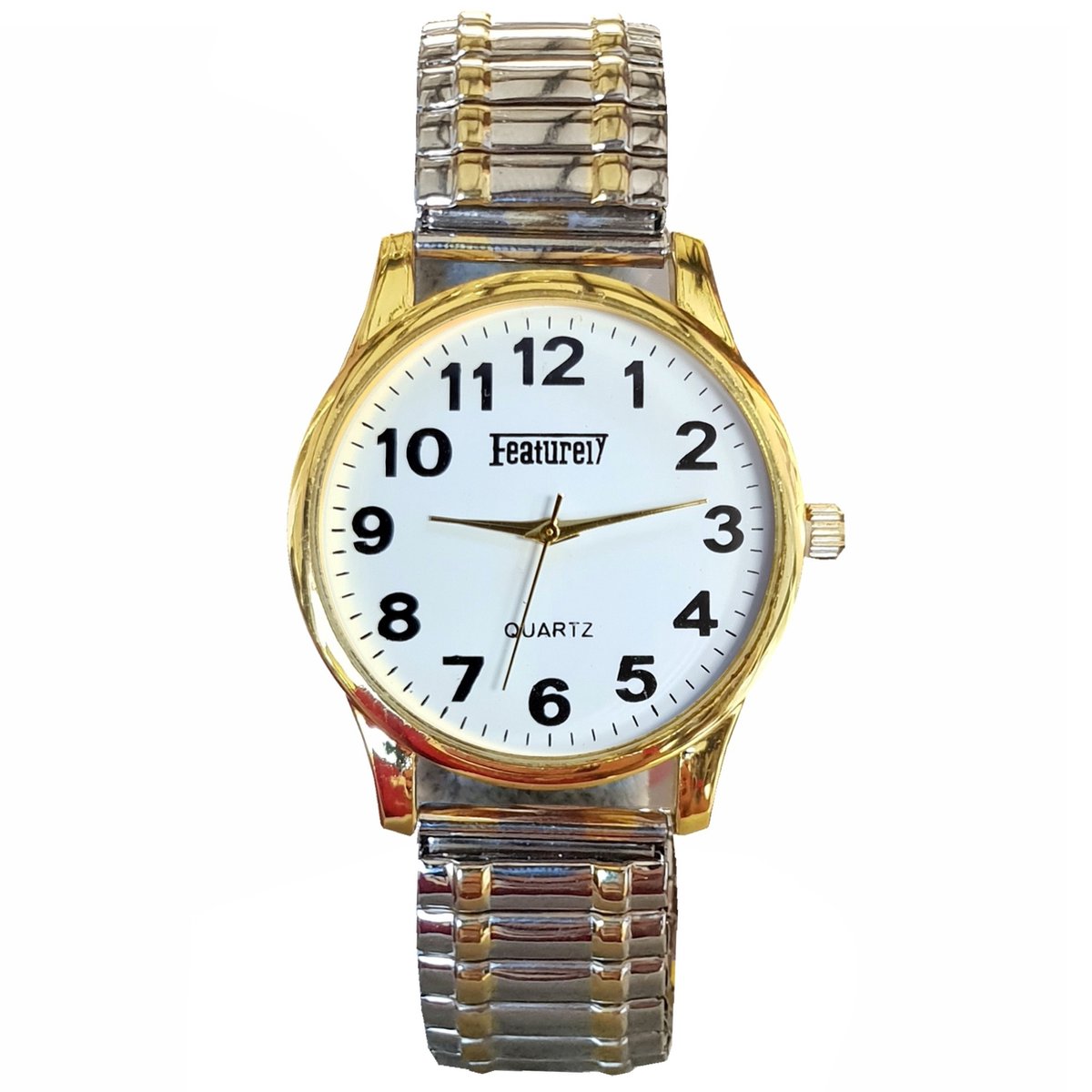 Fako® - Horloge - Rekband - Featurely - Ø 40mm - Goud-Zilverkleurig