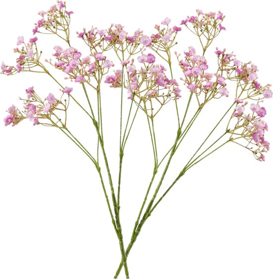 4x stuks kunstbloemen Gipskruid/Gypsophila takken fuchsia roze 68 cm - Kunstplanten en steelbloemen