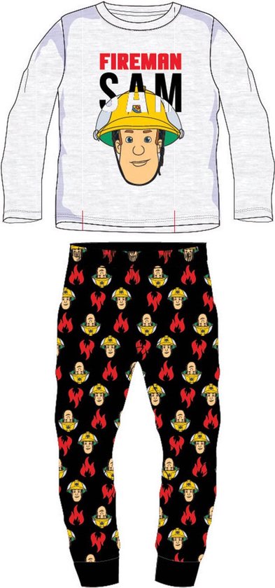 Brandweerman Sam pyjama - maat 128 - Fireman Sam pyjamaset - grijs / zwart