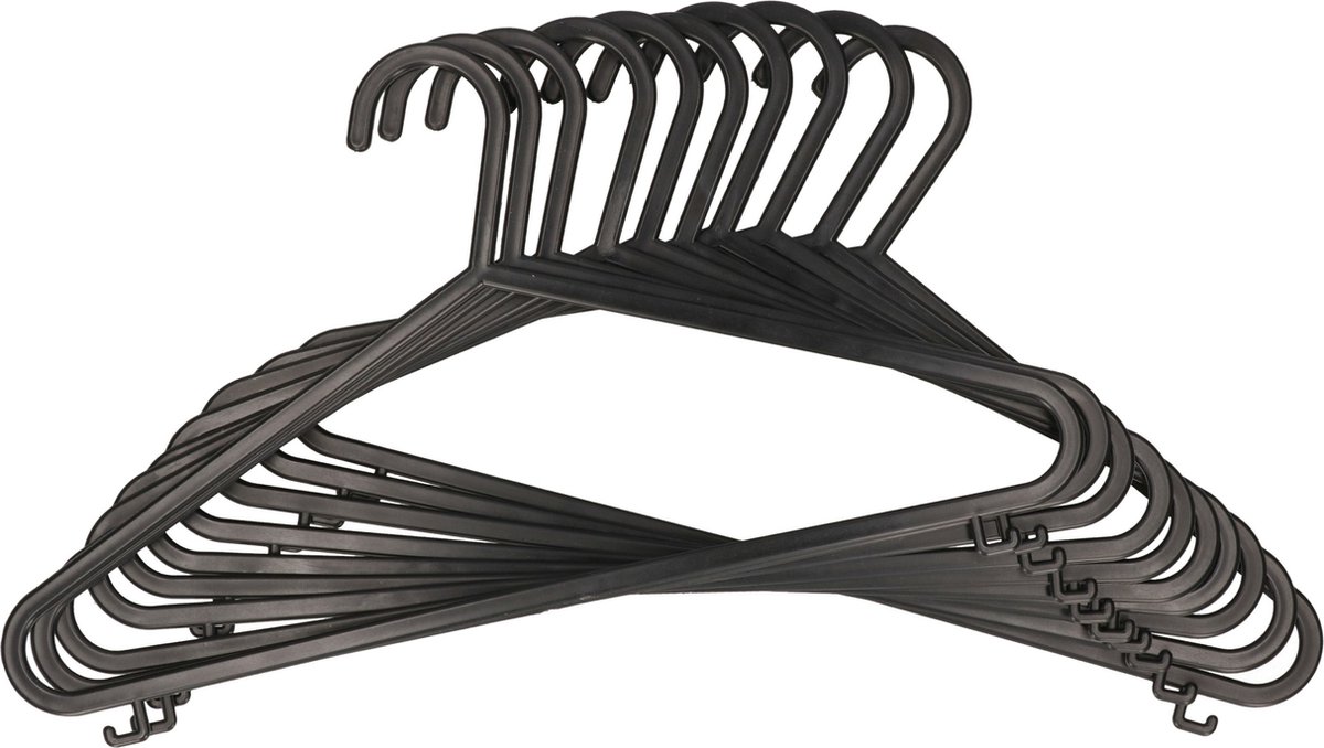 Dirt Devil Kledinghangers met broekstang - 20x - kunststof - zwart - 36 x 21 cm