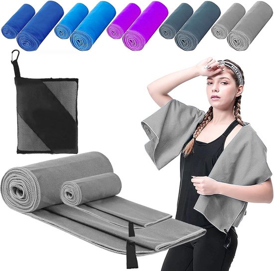 Foto: Microvezelhanddoekenset badhanddoeken en handdoeken compacte strandhanddoek sneldrogende microvezelhanddoeken keuze uit 5 kleuren reishanddoek sporthanddoek ideaal voor fitness outdoor en reizen