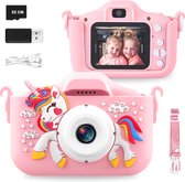 Happy Child® Digitale Kindercamera inclusief Stickervel - 32GB SD-kaart – Fototoestel voor Kinderen – Nederlandstalig – Roze Eenhoorn