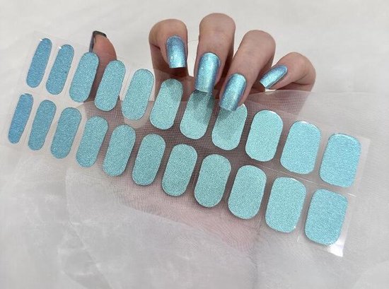 Gel Nail Wraps – Festival Nails Wraps– Gel Nagel Wraps – Gel Nail Stickers – Gel Nagel Folie - UV lamp – Shiny Glitter Blue