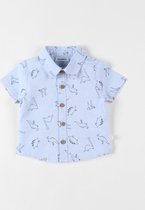 Chambray dinos hemd met korte mouwen, lichtblauw.