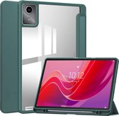 Case2go - Tablet hoes geschikt voor Lenovo Tab M11 (2024) - Acrylic Trifold case met Pencil houder - Donker Groen