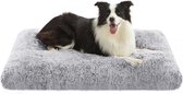 Fluffy Hondenmand XL - 80 x 50 cm - Extra Zacht - Machine Wasbaar - Donzig - Voor Honden & Katten - Hondenkussen - Benchkussen - Kattenkussen - Lichtgrijs