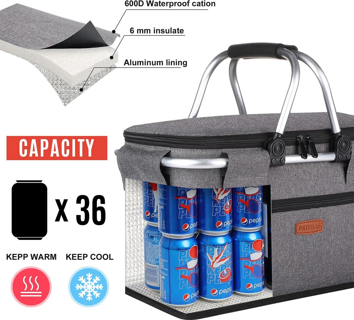 Koeltas, Grote Boodschappentas, Reistas, Lunchtas, 20 Liter
