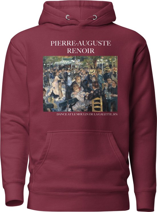 Pierre-Auguste Renoir 'Dans in Le Moulin de la Galette' ("Dance at Le Moulin de la Galette") Beroemd Schilderij Hoodie | Unisex Premium Kunst Hoodie | Maroon | M