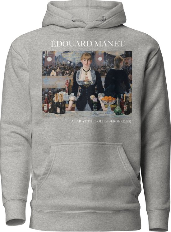 Édouard Manet 'Een Bar in de Folies-Bergère' ("A Bar at the Folies-Bergère") Beroemd Schilderij Hoodie | Unisex Premium Kunst Hoodie | Carbon Grey | XL
