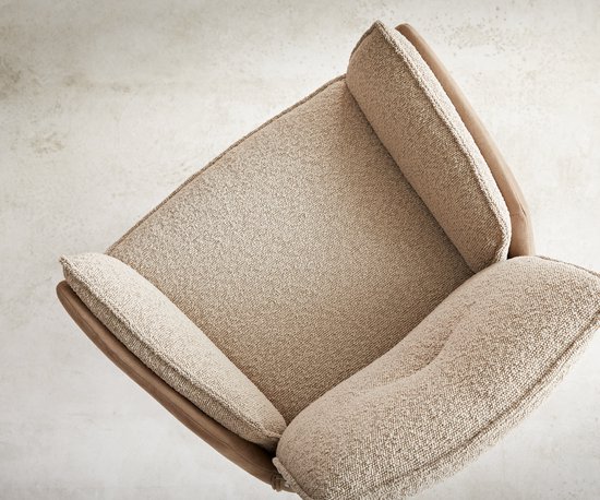 Chaise pivotante Nela - Structure en bois Flex , angulaire, mélange de matériaux naturels, boue, rotatif à 180°