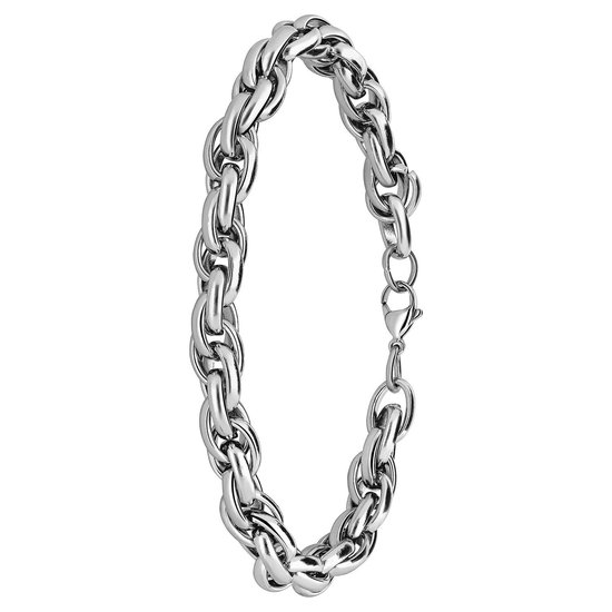 Lucardi Heren Stalen schakelarmband - Armband - Staal - Zilver - 19 cm