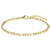 Lucardi Dames Stalen goldplated armband figaro 3mm - Armband - Staal - Goud - 22 cm