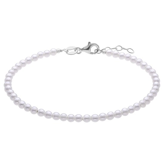 Lucardi Dames Zilveren armband parel - Armband - 925 Zilver - Zilverkleurig - 21 cm