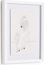 Kave Home - Mellea zwart-wit foto van vrouw met wijnglas 30 x 40 cm