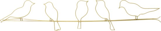 Art for the Home | Metal Art | Vogels op draad goud | 60x12,5cm