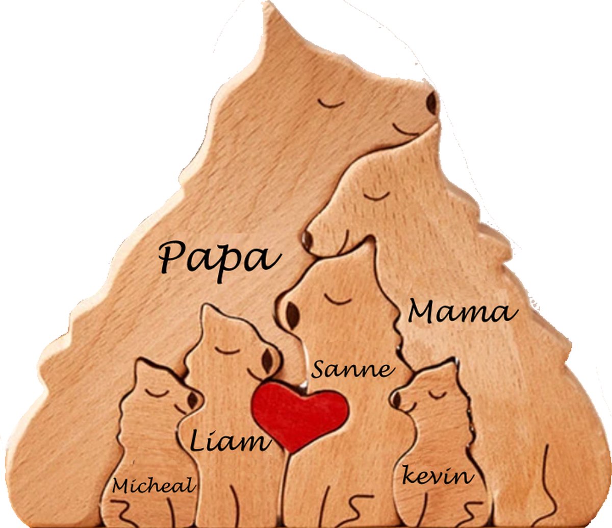 Goedkoopste Gepersonaliseerde wolven roedel - 6 wolven - geboorte - kraam cadeau - puzzel - honden familie