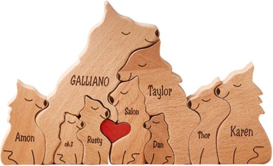 Meute de loups personnalisée - 9 loups - naissance - cadeau maternité - puzzle - famille chien