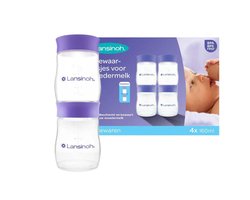 Lansinoh 4 x 160 ml Natural Wave Bewaarflesjes voor Moedermelk
