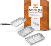 Triple Grill Basket Set met Clip-On Handvat - Ideaal voor het grillen van vis, groenten en vlees barbecue set