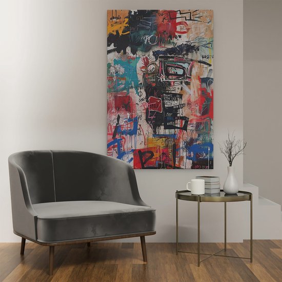 Artaza Peinture sur toile avec beaucoup de graffitis dessus – 80 x 120 – Groot – Photo sur toile – Impression sur toile