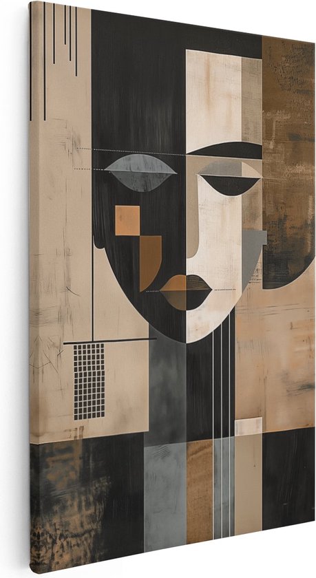 Artaza Canvas Schilderij Abstract Kunstwerk van het Gezicht van een Vrouw - 60x90 - Muurdecoratie - Foto Op Canvas - Canvas Print