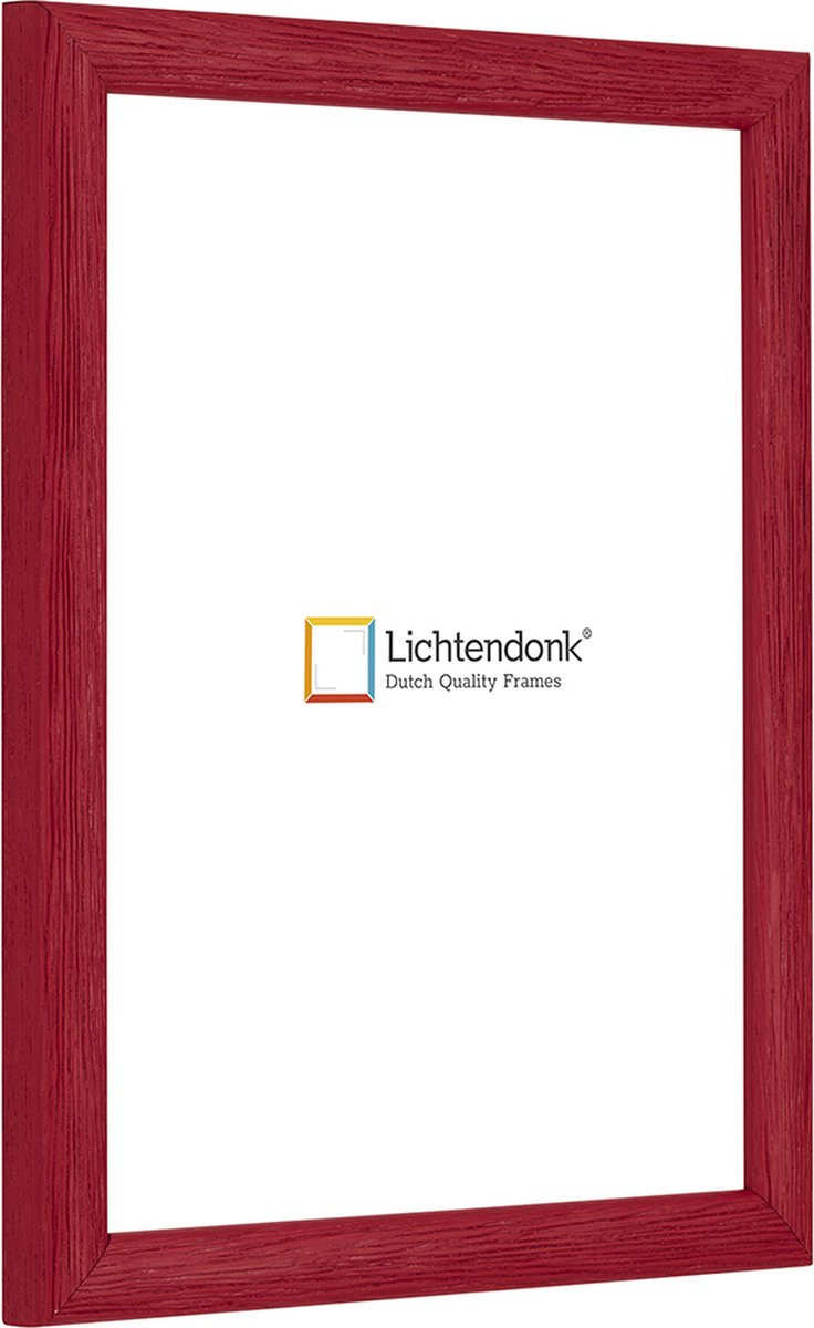 Lichtendonk Fotolijst - Fotokader - Rood - Halfrond met zichtbare houtnerf - Fotomaat 18x32 - Ontspiegeld glas - Art.nr. 1055006418321