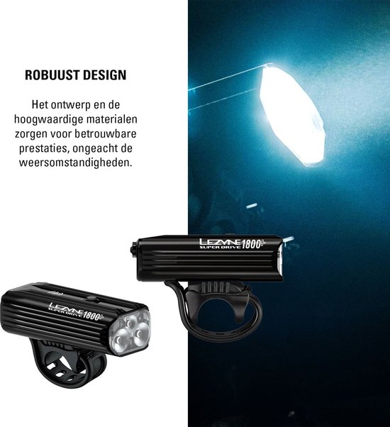 Lezyne Super Drive 1800+ Smart Front - Voorlicht - Fietsverlichting - 1800 lumen - Snel laad mogelijkheid - 180 branduren - Waterdicht - Zwart — afbeelding 3