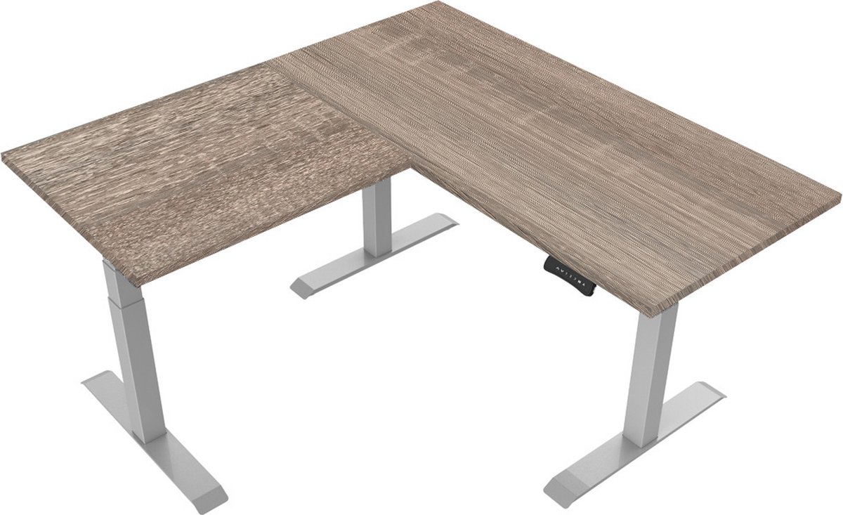 Euroseats Elektrisch verstelbaar bureau Robson eik - Hoek zit-sta frame grijs Houtlook