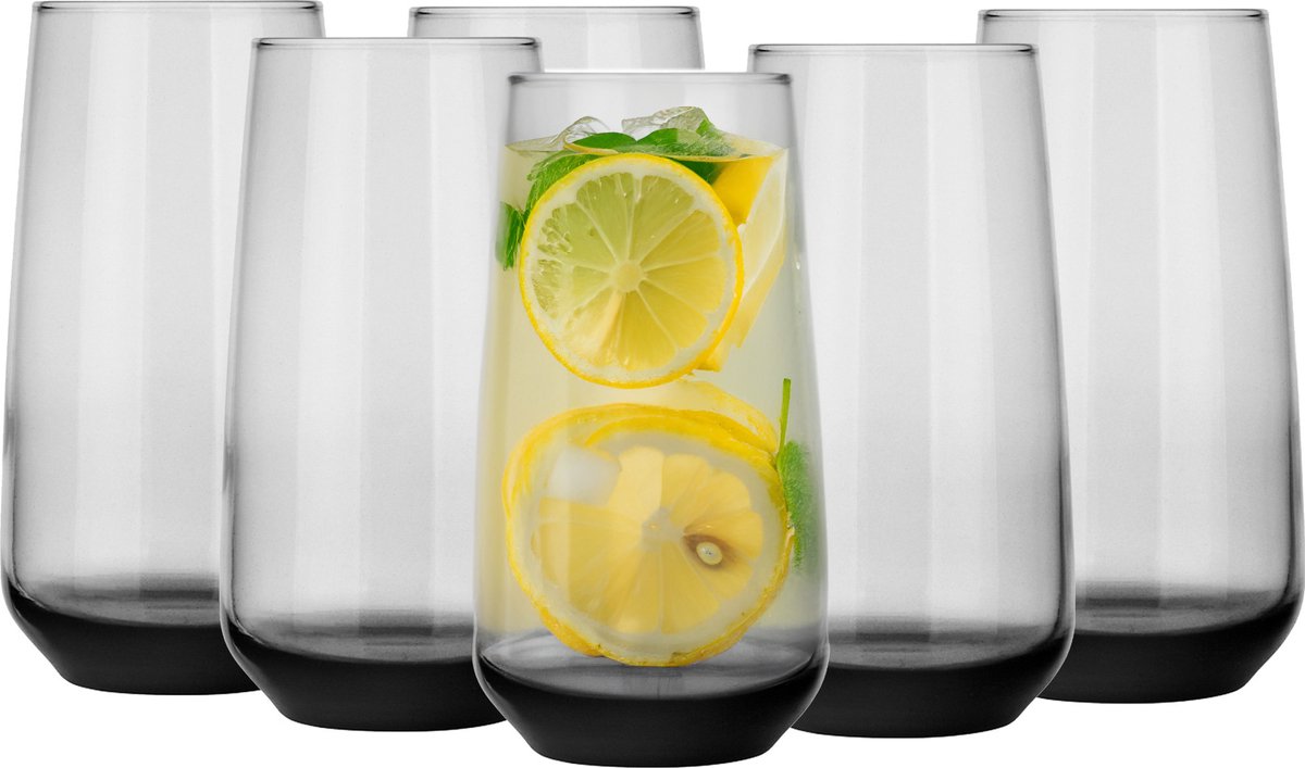Glasmark Longdrinkglazen - 6x - Midnight collection - 430 ml - glas - waterglazen