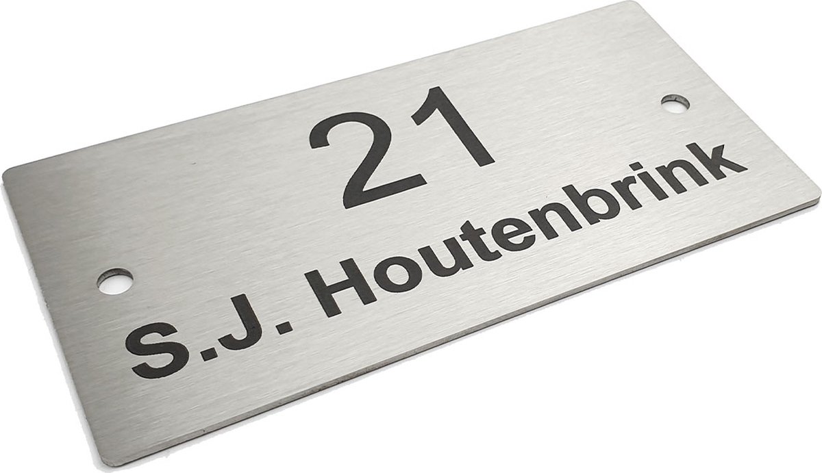 Kirinify – RVS Naambordje voordeur 12 x 6 cm – RVS naamplaatje brievenbus – Permanente lasergravering – Schroefbevestiging