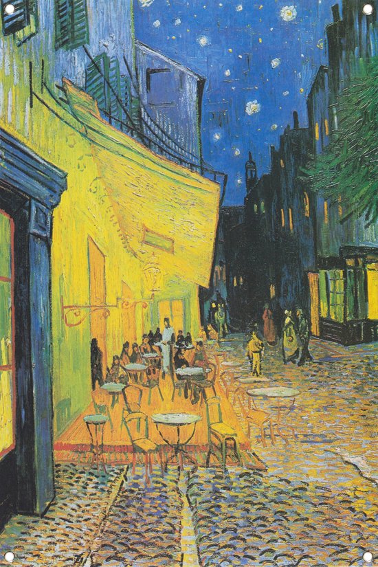 Caféterras bij nacht - Vincent van Gogh posters - Café posters - Tuinposters Plaats - Poster buiten - Tuin schilderij - Decoratie muur tuinposter 40x60 cm