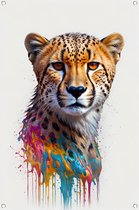 Cheetah poster - Animal tuinposter - Tuinposter Verf - Buiten decoratie - Posters tuin - Tuindecoratie tuinposter 100x150 cm
