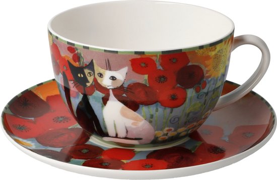 Goebel - Rosina Wachtmeister | Tasse et soucoupe Cappuccino Lestate en giardino | Porcelaine - 500ml