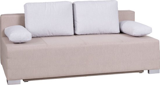 Slaapbank Iwa - Sleepking - Sofa Bed - Met Opbergruimte - 3-zits – Uitklapbaar tot tweepersoonsbed - breedte 196 cm - Beige - Maxi Maja